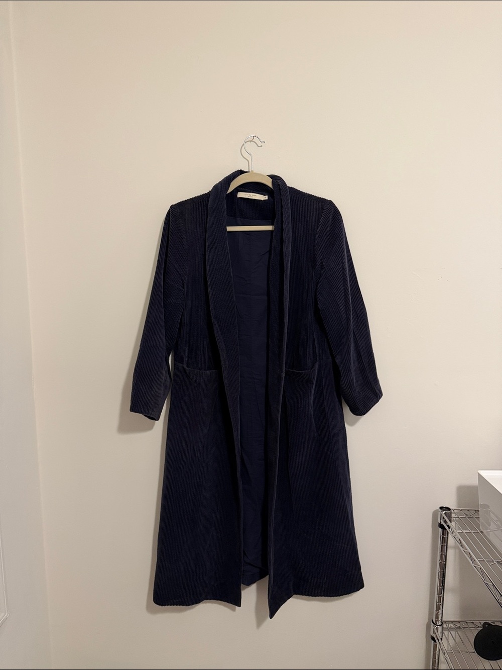 Women's Navy Corduroy Long Jacket